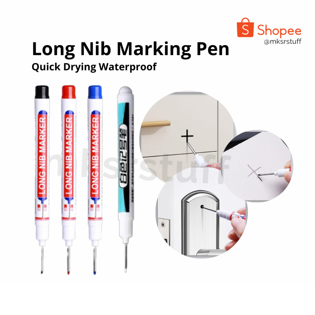 

Paket 6pcs: Long Nib Marking Pen (Merah / Hitam / Biru / Putih)