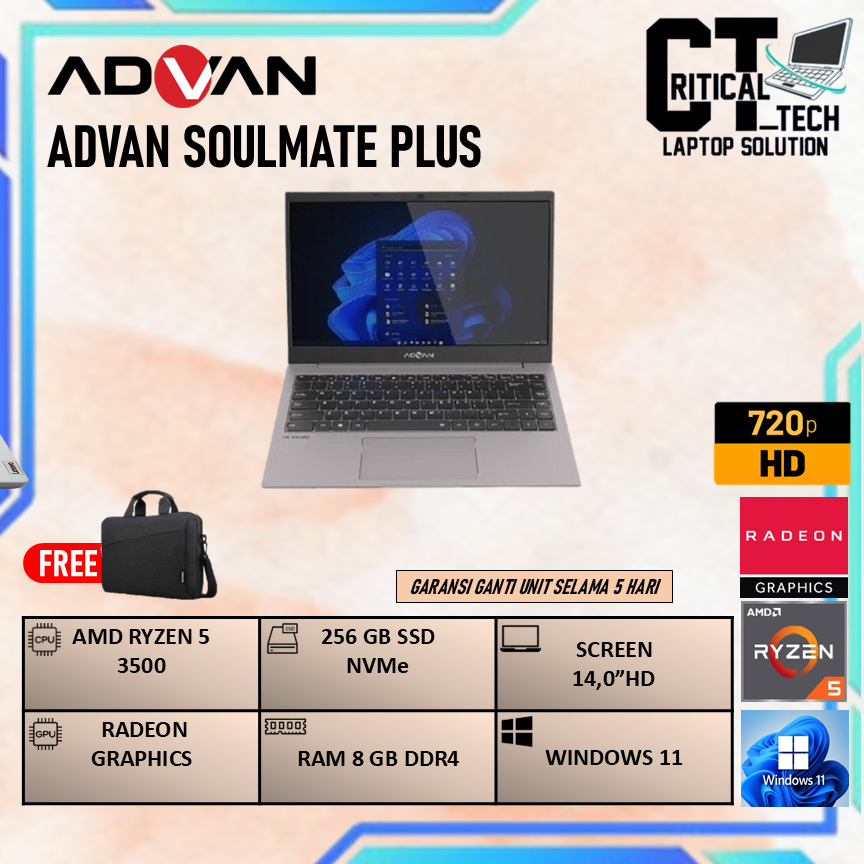 ADVAN SOULMATE PLUS RYZEN 5 3500 8GB 256GB W11 14.0 GRY
