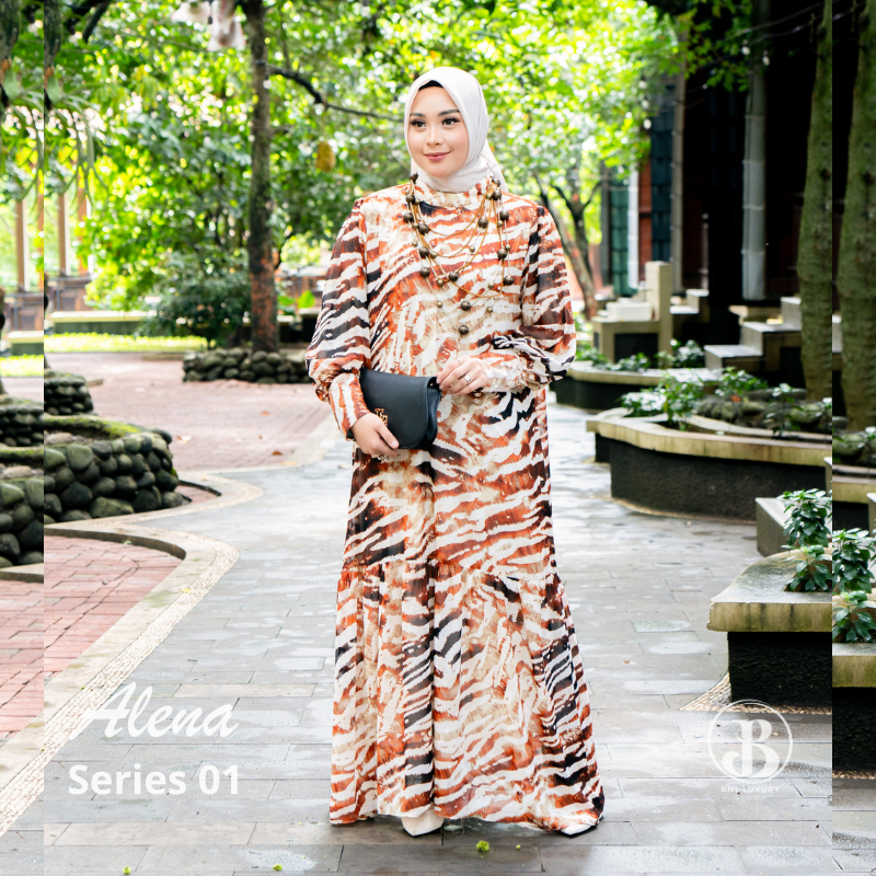 Gamis Dress Wanita Bahan Ceruti Model Alena Series 01 Dress lebaran Bnl Luxury