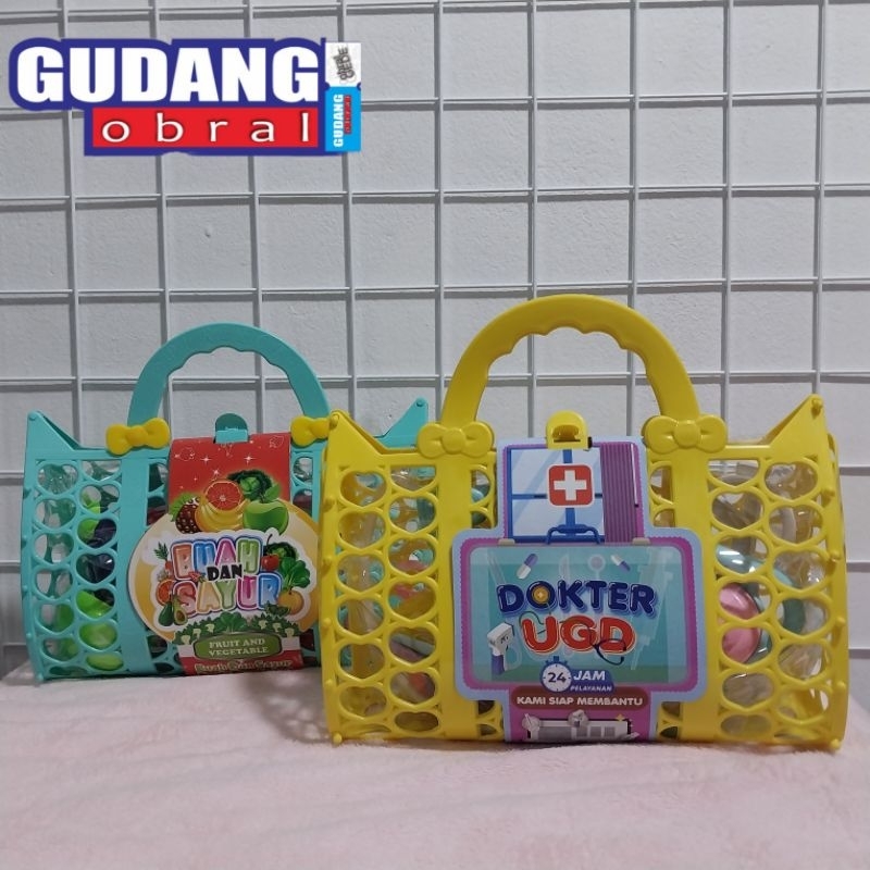 mainan anak dokter dokteran set tas / buah buahan keranjang