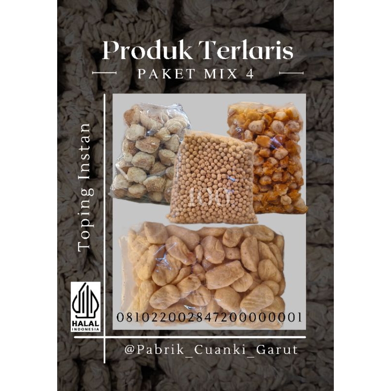 

Paket Untung Mix dapet 4 bungkus, Cuanki Lidah, Tahu Pasung, Siomay Mini, Sukro free kardus & bubble