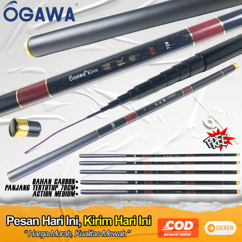 COD Joran Pancing Tegek Ogawa Kirin 360 450 540 630 720 Carbon Bonus Banyak