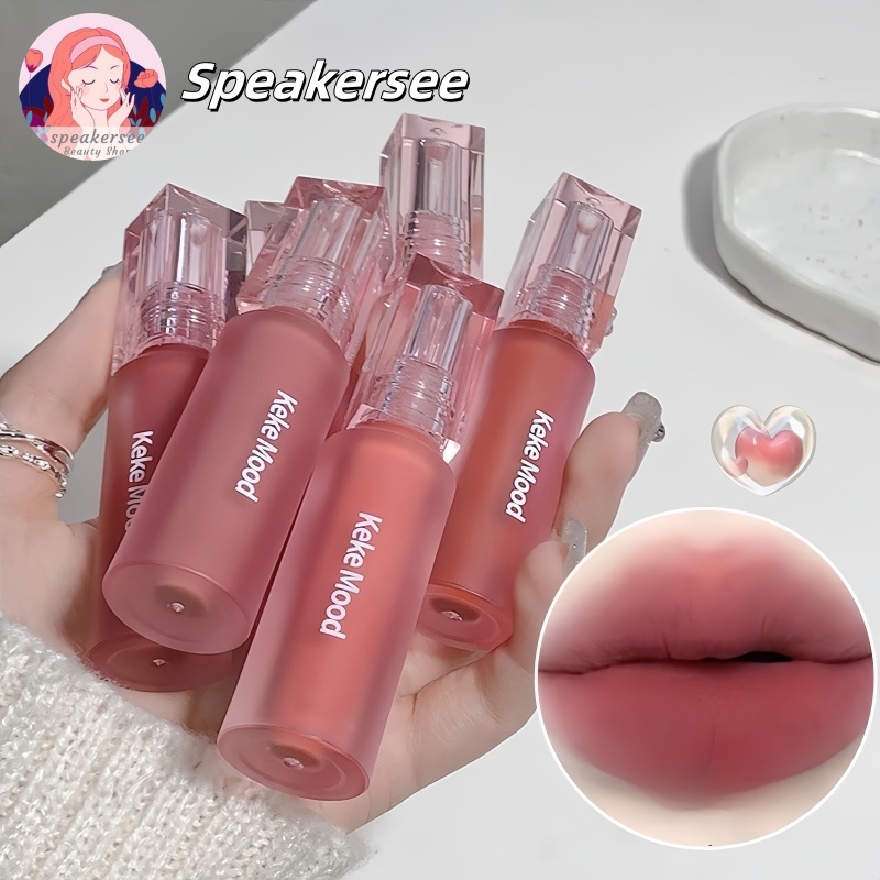 [COD]KEKEMOOD Velvet Water Mist Lip Glaze Pink Silky Smoothing Mist Lip Mud Lip Gloss Waterproof-SS