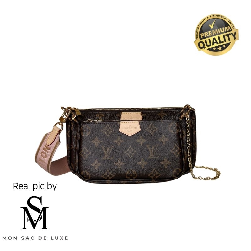 Handbag LV Louis Vuitton Multi Pochette Accessoires Monogram Canvas Rose Clair