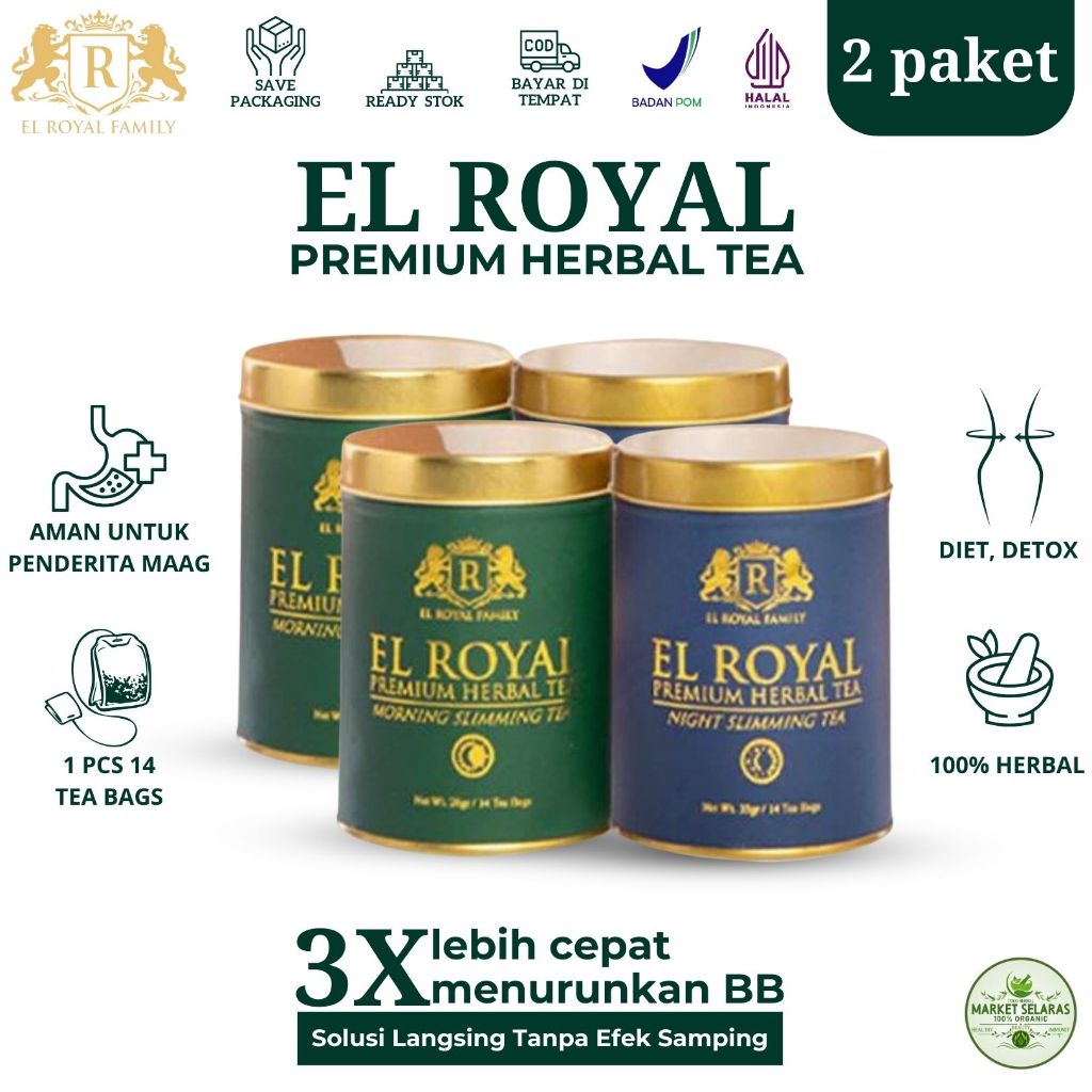 

El Royal Premium Herbal Tea (2 Paket) - 3X Lebih Cepat Menurunkan BB | Morning & Night Slimming Tea