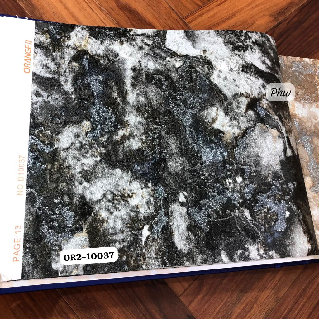 WALLPAPER DINDING MOTIF GRANIT HITAM GLITER MODERN ORG 1