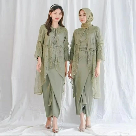 Clarissa Tunik DRESS GAMIS WANITA BRUKAT VELVET Dress Lamaran Dress Wisuda One set kondangan One set