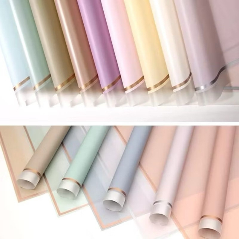 

[1 Pack] KERTAS FLOWER WRAPPING CELLOPHANE ECER KERTAS BUKET BUNGA HAND BOUQUET New Gold Frame