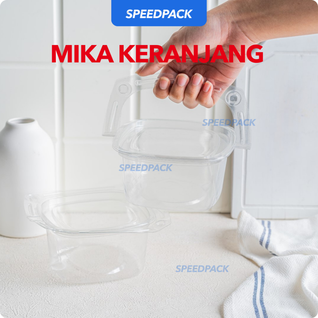 Mika Handle Keranjang 500ml dengan pegangan tutup dessert box kekinian jelly pudding nasi makanan tr
