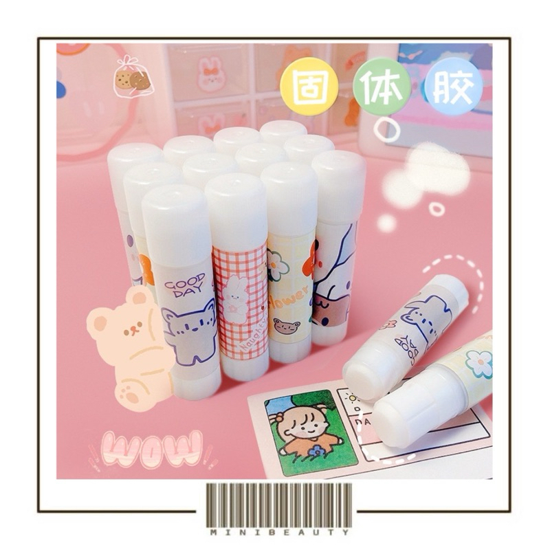 

lem stick kertas perekat kertas padat glue stick lem stik batang putar sekolah kantor motif korea lucu