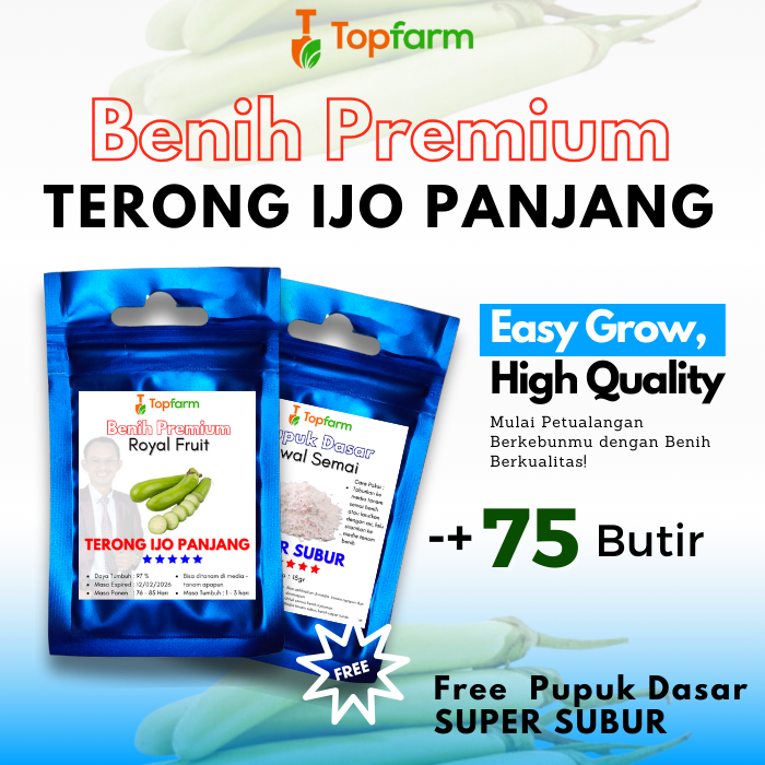 Benih Topfarm / Benih Terong Hijau Panjang / Benih Terong Hijau Terbaik / Benih Terong Hijau Jumbo /