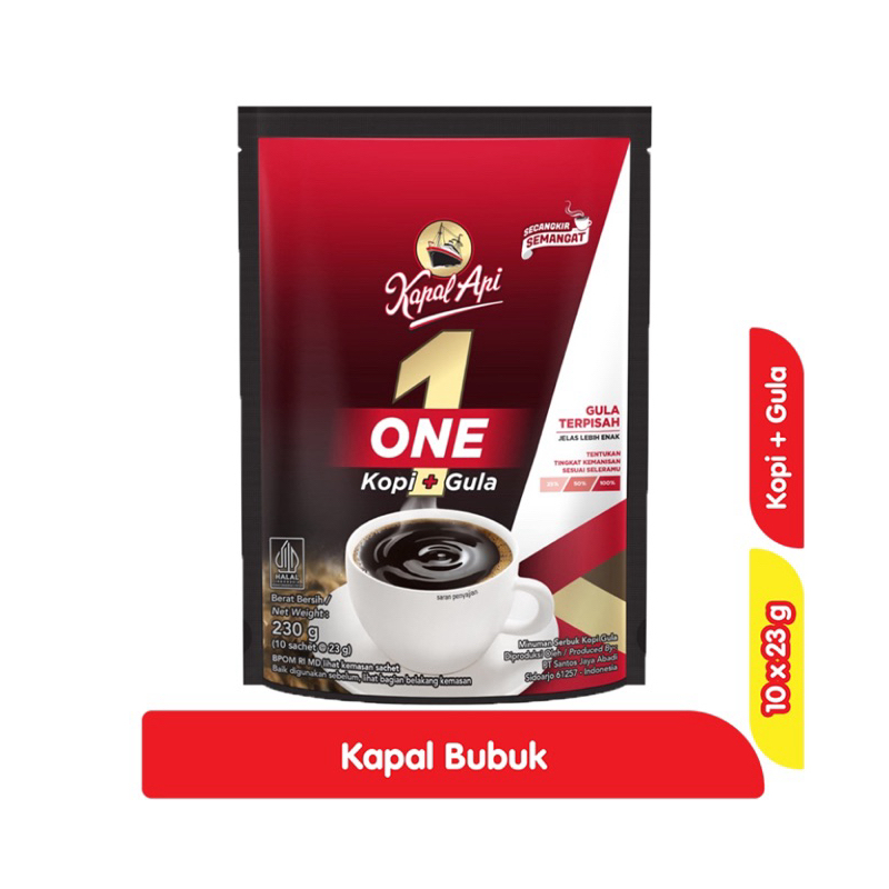 

Kapal Api One Kopi + Gula Bubuk 10 x 23 gram
