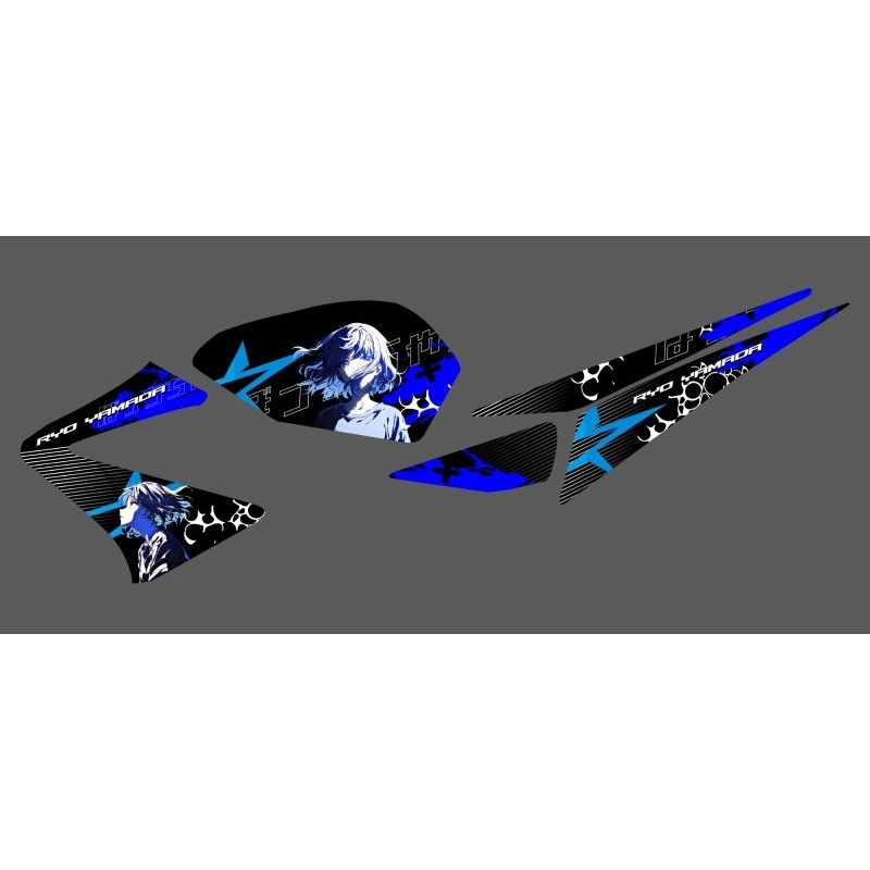 Striping Sticker Transparan Yamaha Vixion Old Copy desaign Anime Ryo Yamada