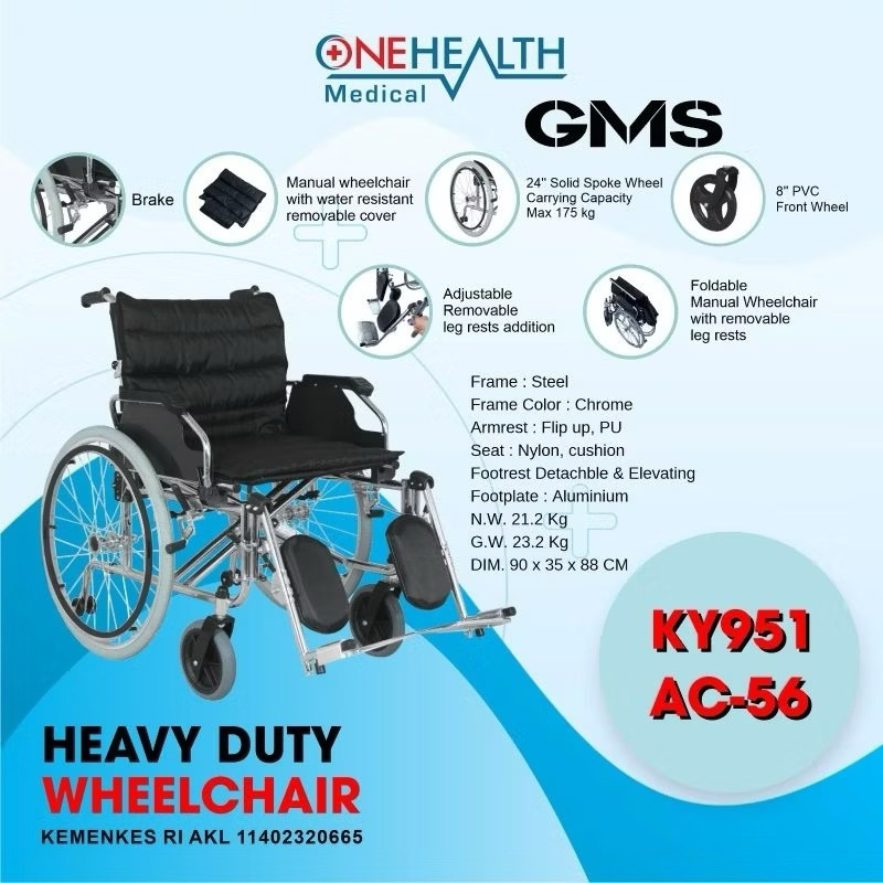 Kursi roda Heavy Onehealth / Kursi Roda Jumbo