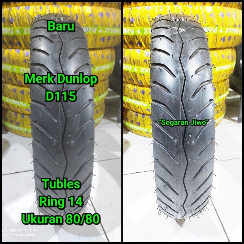 Ban Tubles motor matic ring 14 ukuran 80/80 merk Dunlop D115 ban depan yamaha mio 125