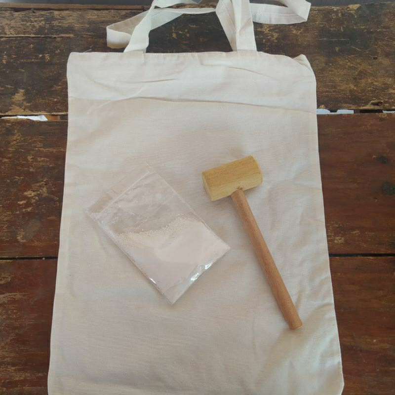 

paket ecoprint pounding dilengkapi plastik bening tebal alas pounding