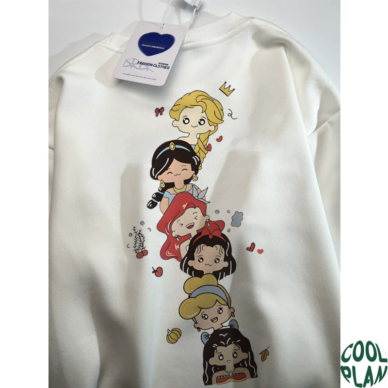putri Disney Wanita Sweater panjang hitam/putih baju switer pria kaos lengan panjang korean style ov