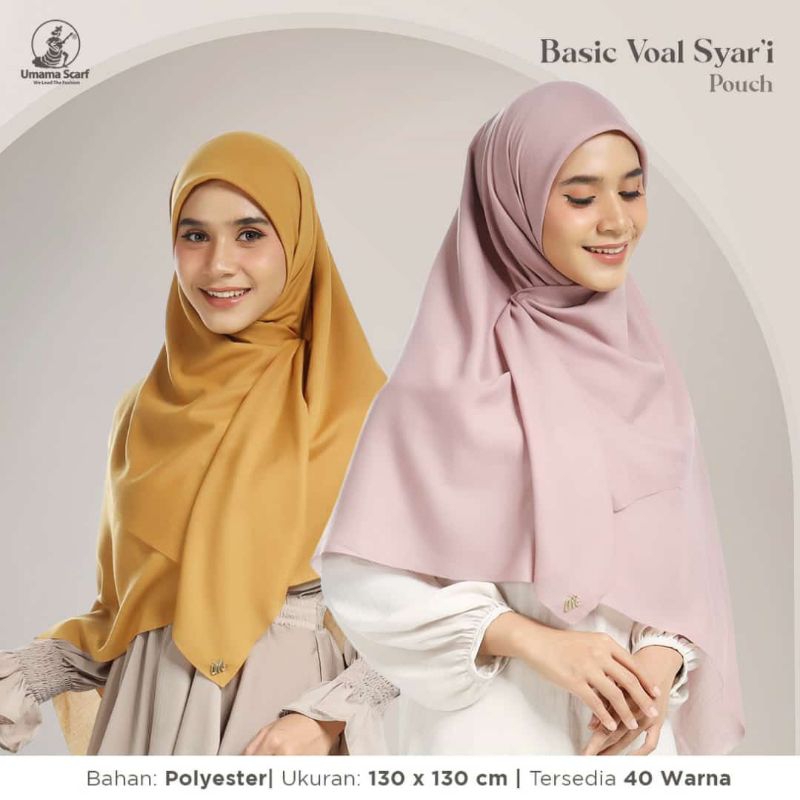 Jilbab Umama Basic Voal Syari Pouch Lasercut Metalogo UM 130x130 cm Hijab Jumbo
