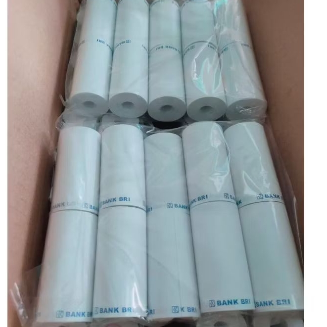 

paket 4kg isi 100 roll kertas termal logo BRI 57x30mm coreless