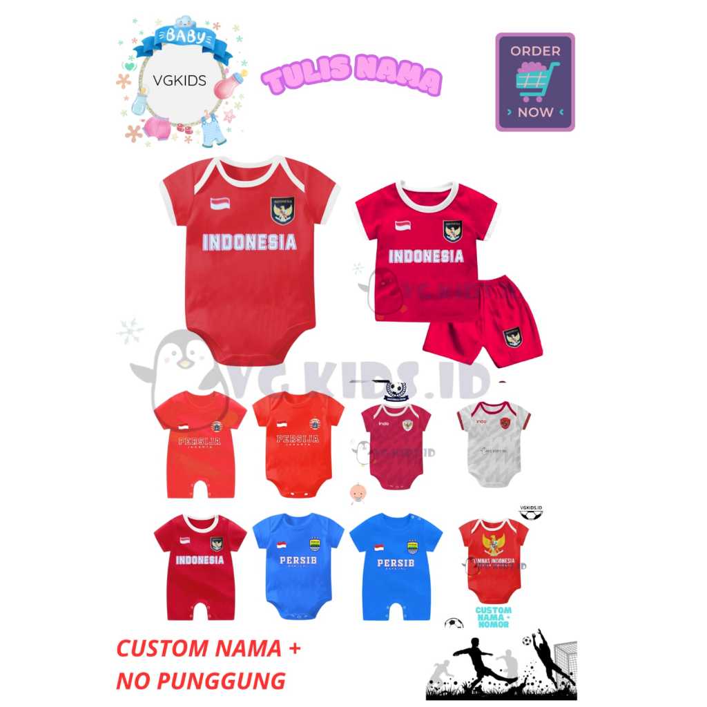 Jumper Bayi Bola Indonesia / Baju Bola Bayi Indonesia / Indonesia Baby Jumper/ Jersey Bola Timnas