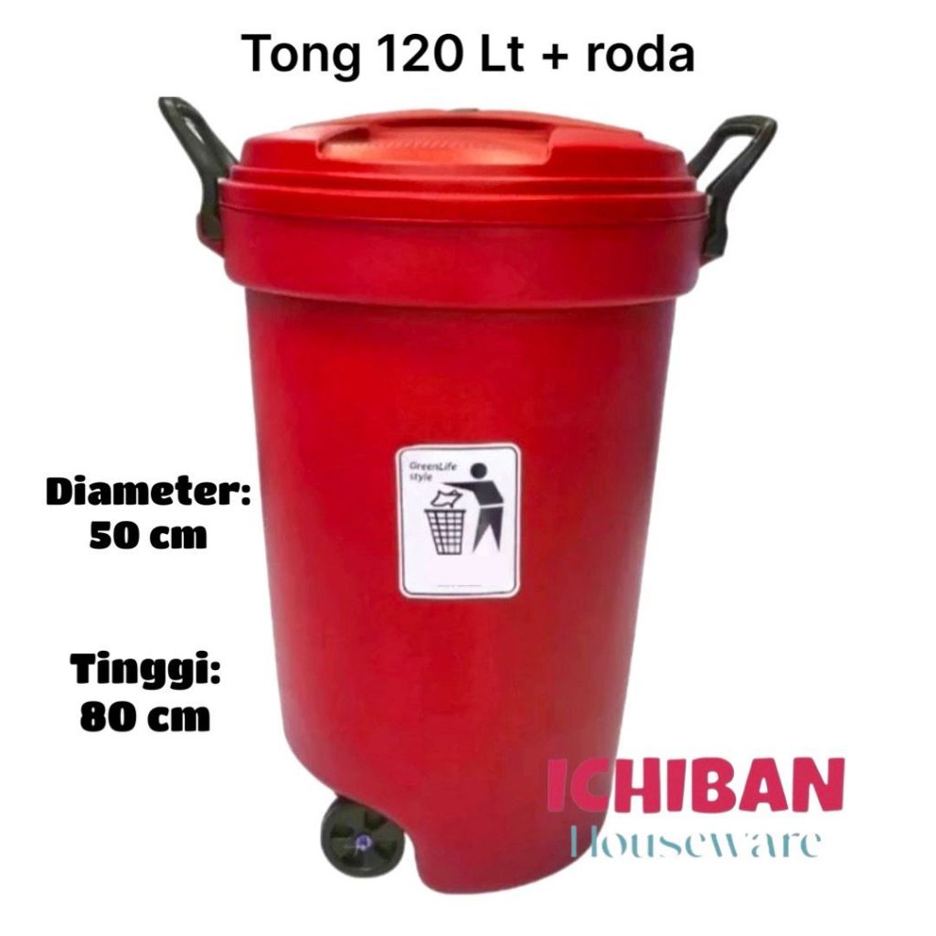 Tong Bak Sampah Jumbo + tutup + roda Astro / Tong Sampah Besar 120 Ltr Plastik / Tong Sampah Jalan /