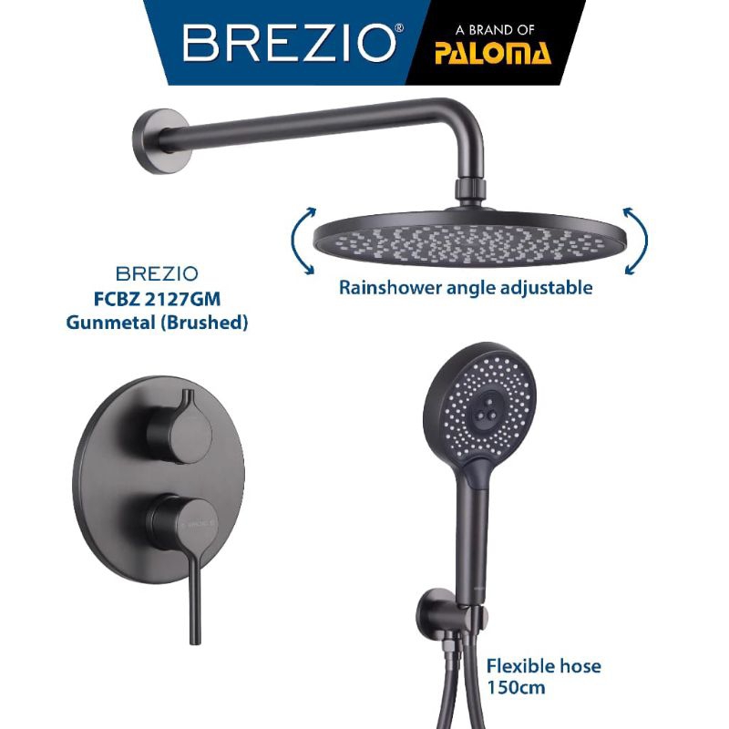 Keran Kran Shower Tanam Set Brezio FCBZ 2127GM Mixer Panas Dingin Brass Kuningan Gunmetal