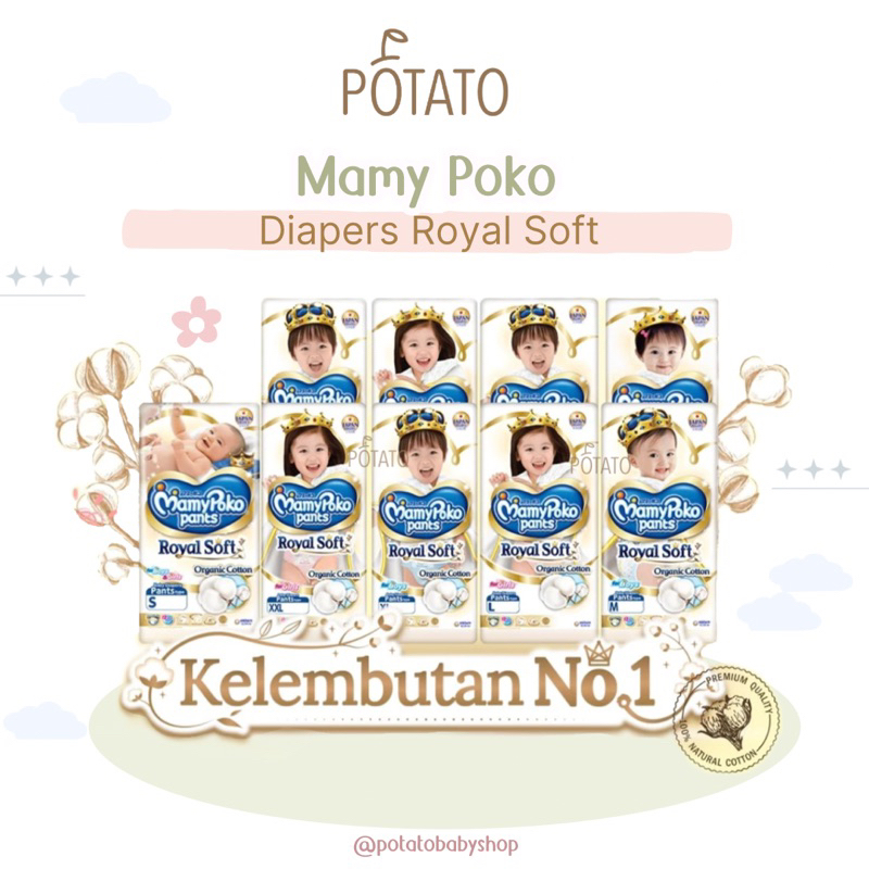 Mamypoko Pants Royal Soft S46 - M42 - L34 - XL30 - XXL24 Diapers Diaper Pampers Mamy Poko