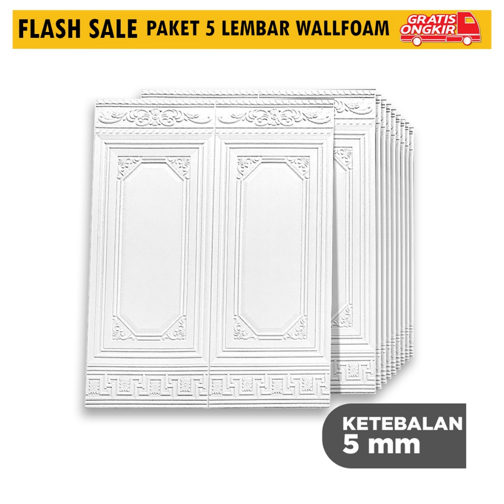 Paket Isi 5 Lembar Wallpaper 3D Wallfoam Dinding Motif 4.5mm PINTU JATI Wallpaper Sticker 3D Embos