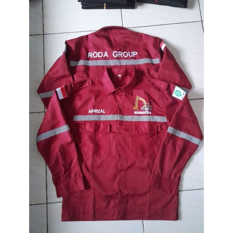 WEARPACK SAFETY [ FREE LOGO SAFETY & BENDERA ] Kemeja Safety Lengan Panjang, Baju Proyek, Baju Safet