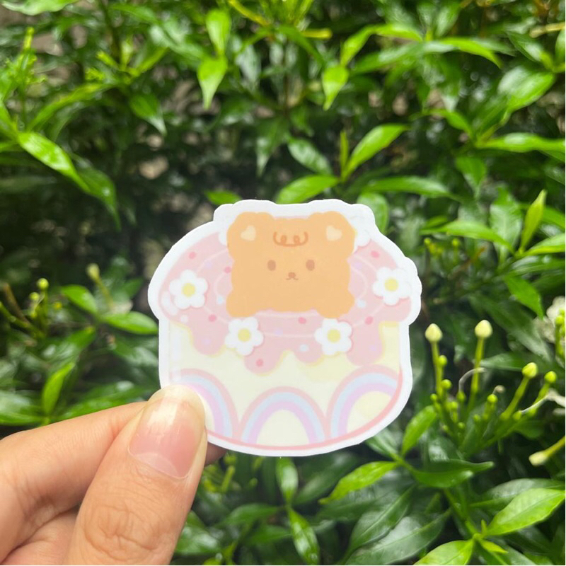 

STICKER DEKO JURNAL | DIE CUT WATERPROOF | FOOD EDITION FLOWER BEARY TART | BEARYBOOTH