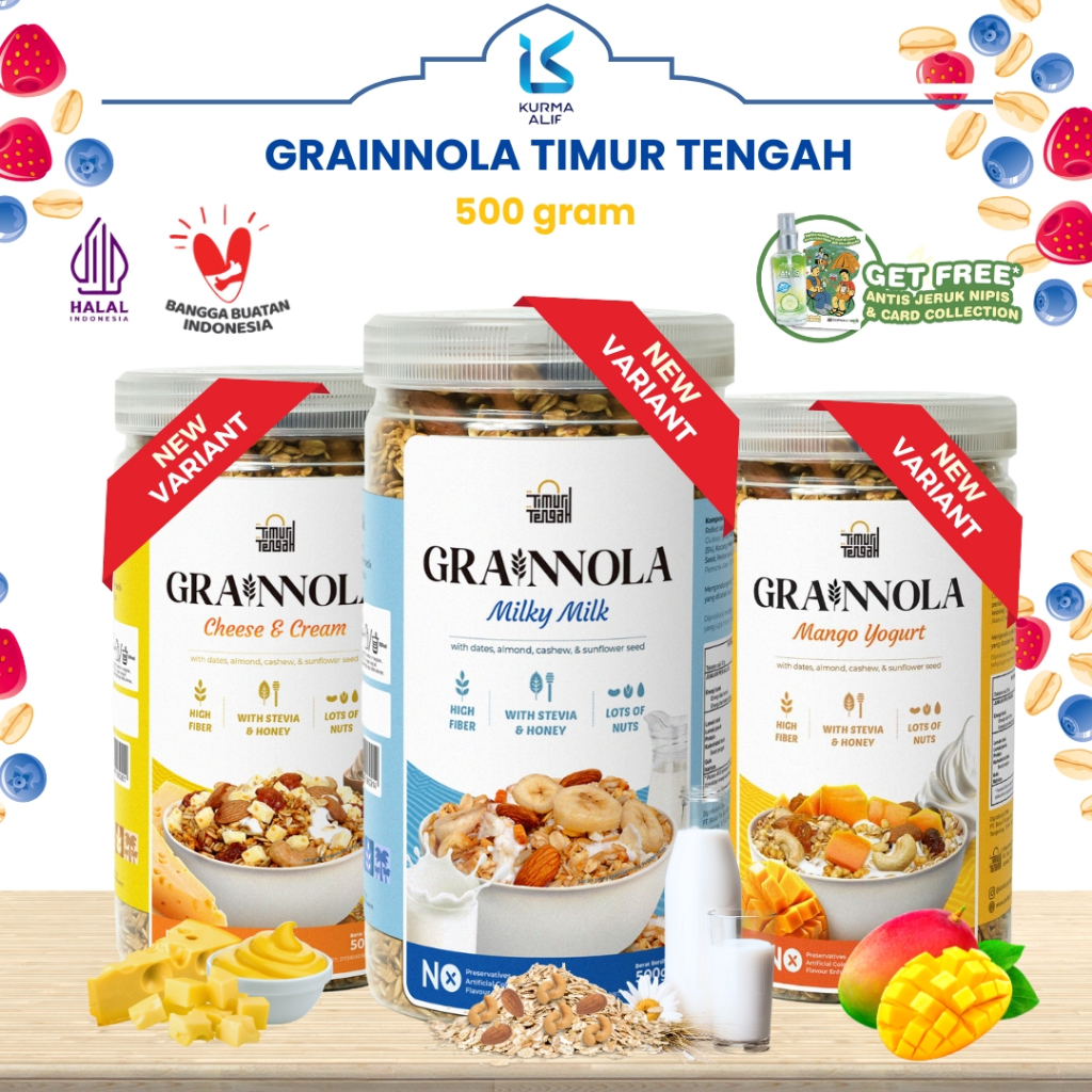 

Granola Timur Tengah 500 gr Grainnola Sereal Diet Oatmeal Lengkap With Fruit & Nuts