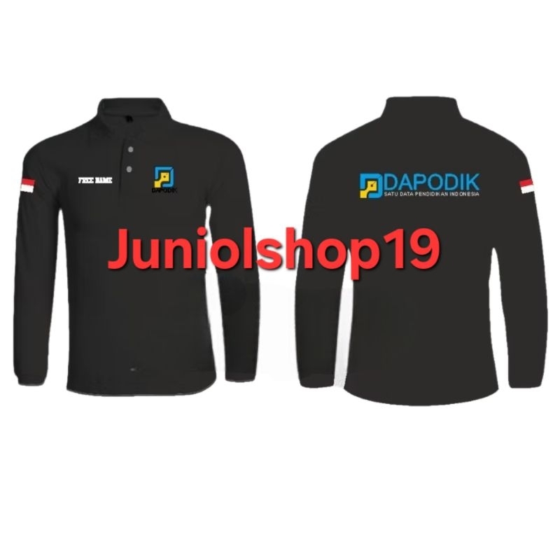 KAOS POLO DAPODIK / KAOS KERAH POLOSHIRT PANJANG OPERATOR SEKOLAH OPS DAPODIK  FULL BORDIR/SERAGAM D