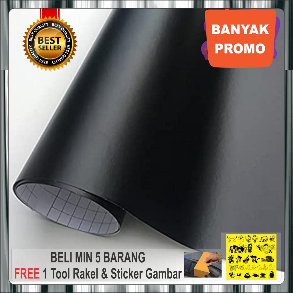 Stiker warna Hitam doff/stiker hitam mate/wallstiker hitam doff/skotlet hitam doff