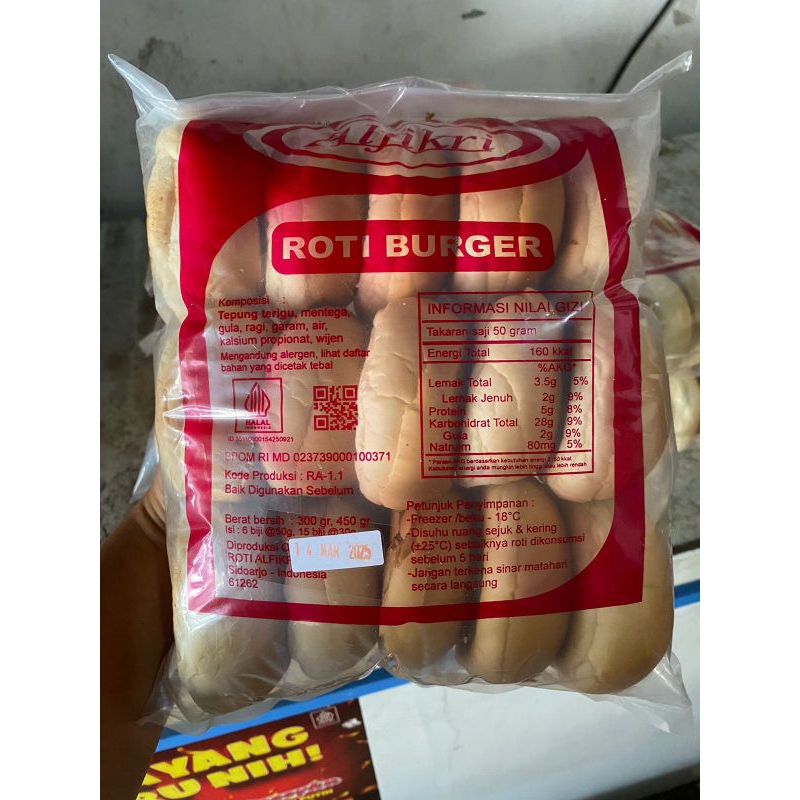 

Roti Burger Al Fikri isi 15biji polos
