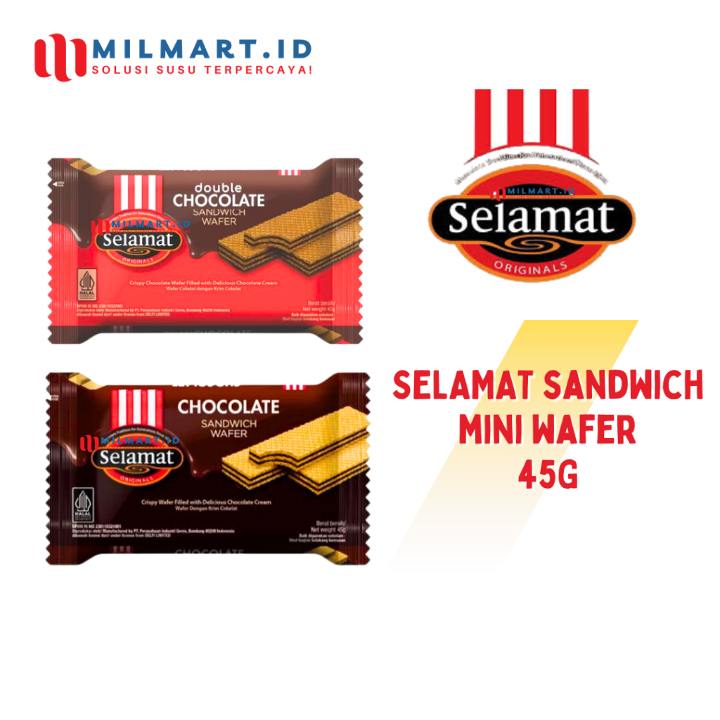 

DELFI SELAMAT WAFER ROLL CHOCOLATE 45G POUCH DOUBLE CHOCO COKLAT CAMILAN JAJANAN