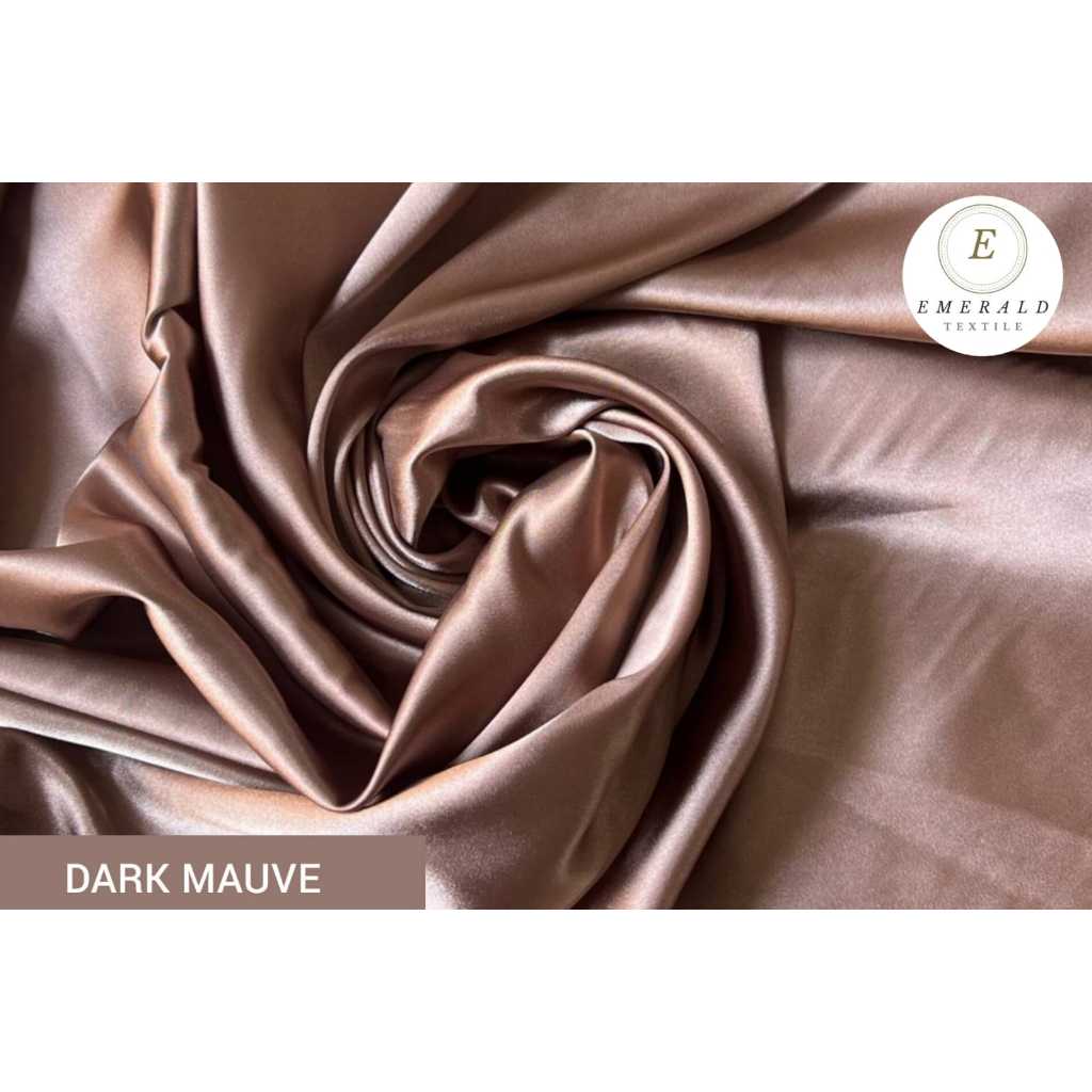 SETENGAH METER Kain Satin Charmuse Silk Premium - Dark Mauve ( HARGA PER 50cm KAIN )