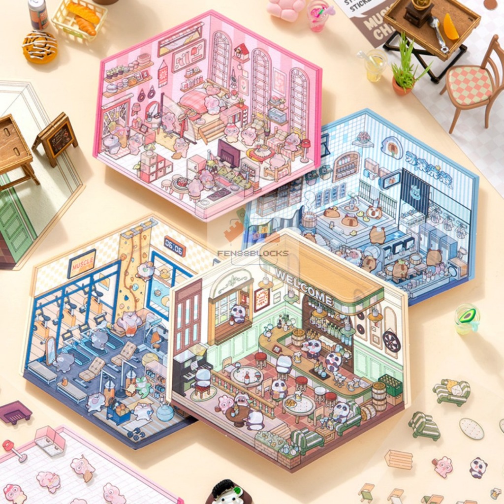 

Sticker 3D Premium Lucu aktivitas bersama anak hadiah lucu creative korea viral