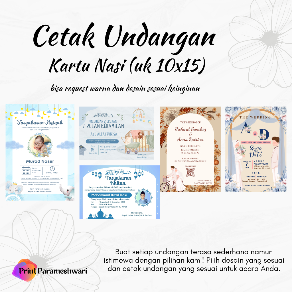 Undangan Pernikahan/UNDANGAN KHITAN/ KARTU UCAPAN/ UCAPAN 7BULANAN /UNDANGAN NIKAHAN/ UNDANGAN ULANG