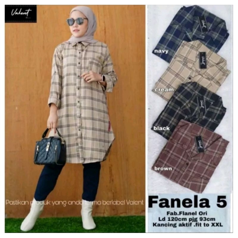 KEMEJA TUNIK FLANEL KOTAK WANITA LENGAN PANJANG