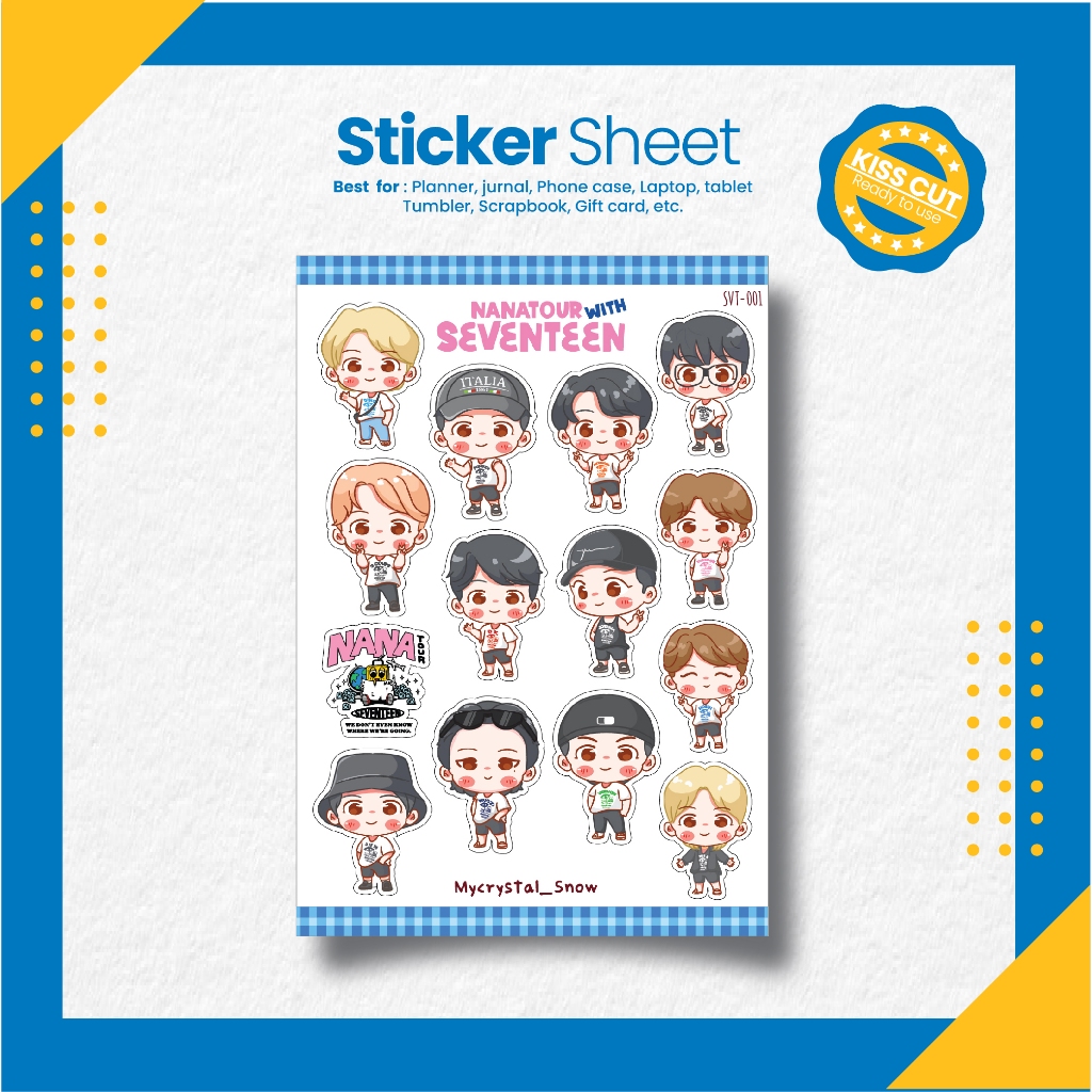 

Sticker KPop Seventeen Nanatour Sticker Sheet [SVT-001]
