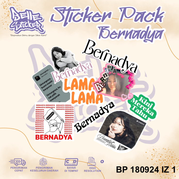 Stiker Bernadya Waterproof Sticker Lucu Aesthetic Hiasan LaptopTumbler Case Hp DIY Stiker Laptop