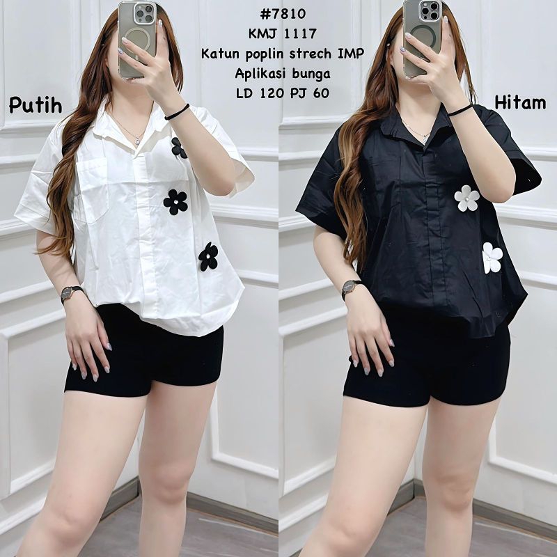 Vi 7810 kemeja wanita katun poplin stretch import
