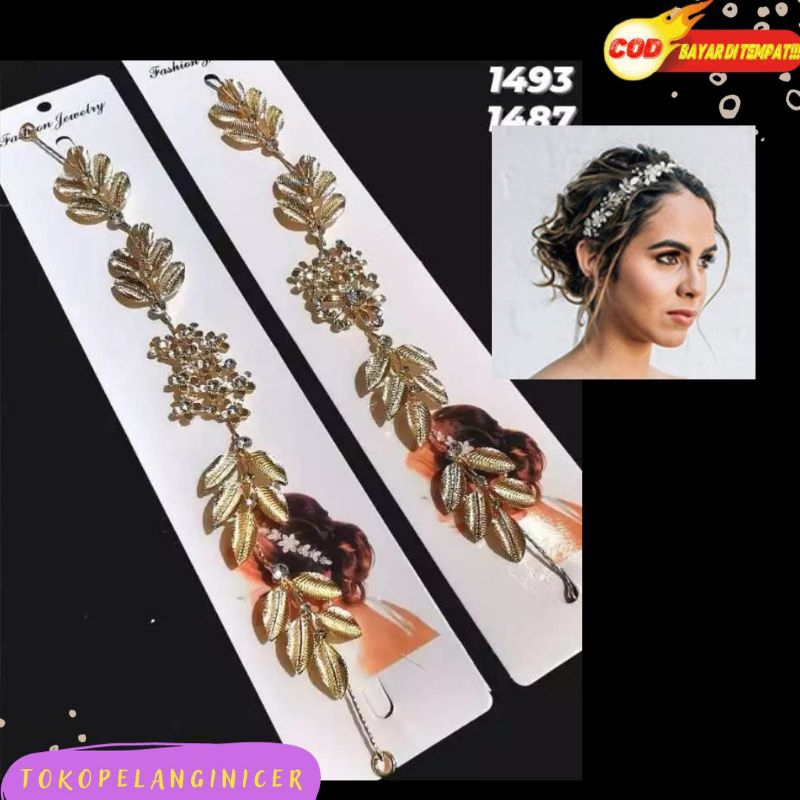 Headpiece Bando Kawat RAMBUT Daun Permata - Hiasan Rambut - Aksesoris Hiasan Sanggul Rambut Penganti