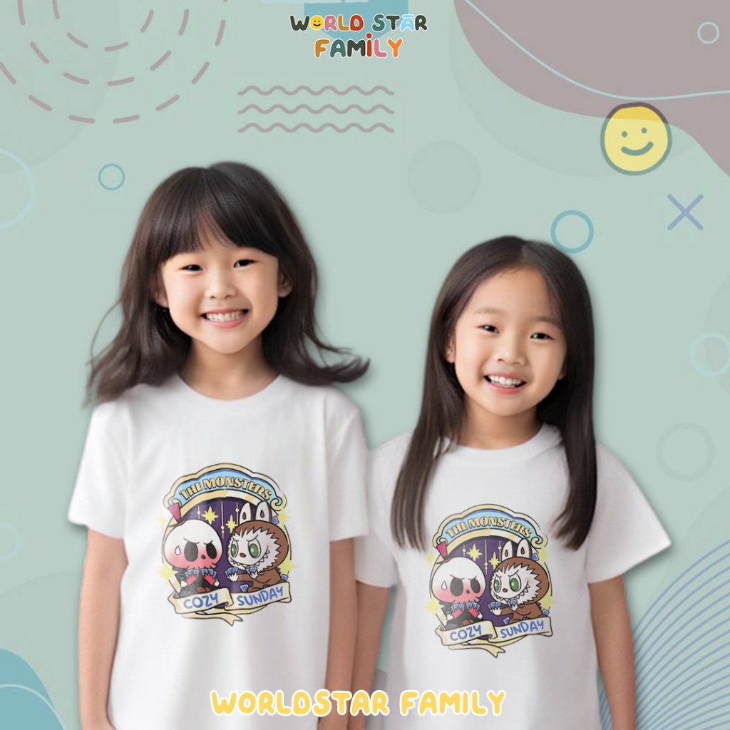 WSF Kaos Couple Keluarga LABUBU Kaos Couple Keluarga Lucu Kaos Pasangan Kaos Keluarga Baju Keluarga 