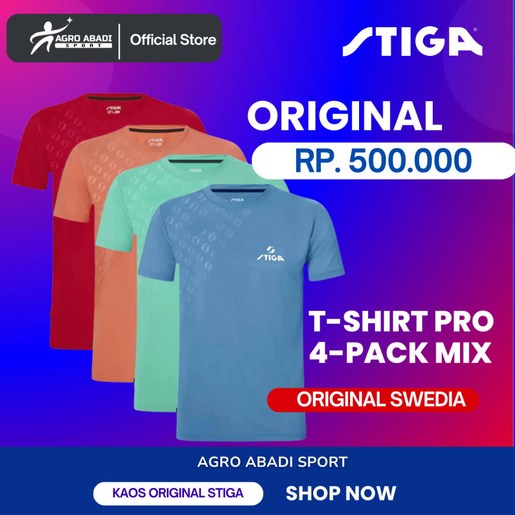 Baju Kaos Pingpong Original STIGA PRO X Orange & Red