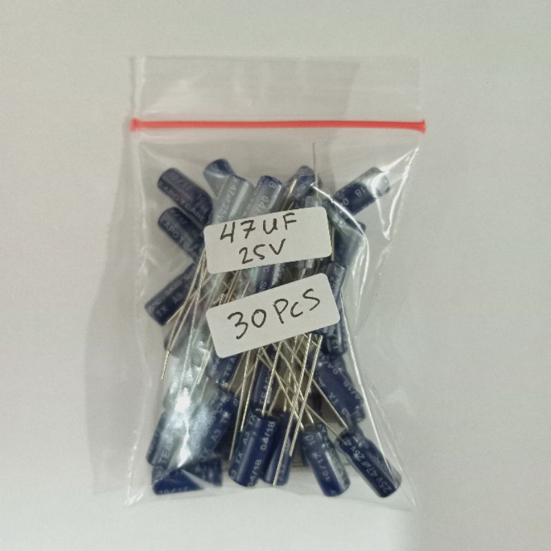 30pcs Elco Kapasitor 47uf 25v