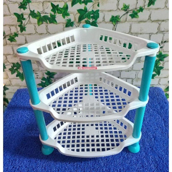 RAK PLASTIK 3 SUSUN SUDUT PUTIH / RAK KOSMETIK / RAK DAPUR /