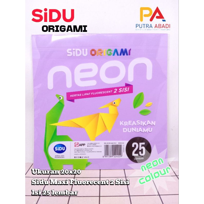 

Satu Pak Kertas Lipat Berwarna Neon Fluorecent Origami SiDU Isi 25 lembar Ukuran 20x20