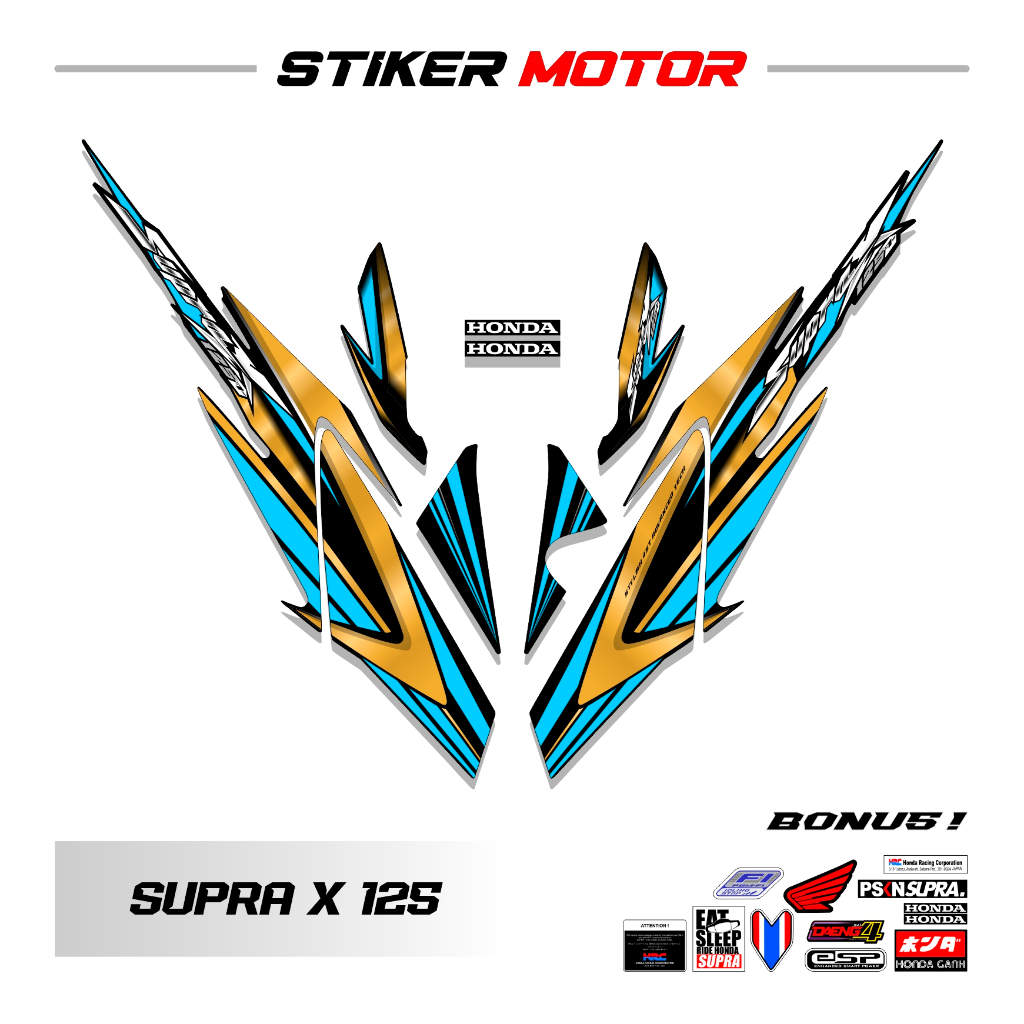 SP98 Striping Stiker Motor Supra X 125 Old 2005 2006 Variasi Sticker Motif Line Racing laminasi