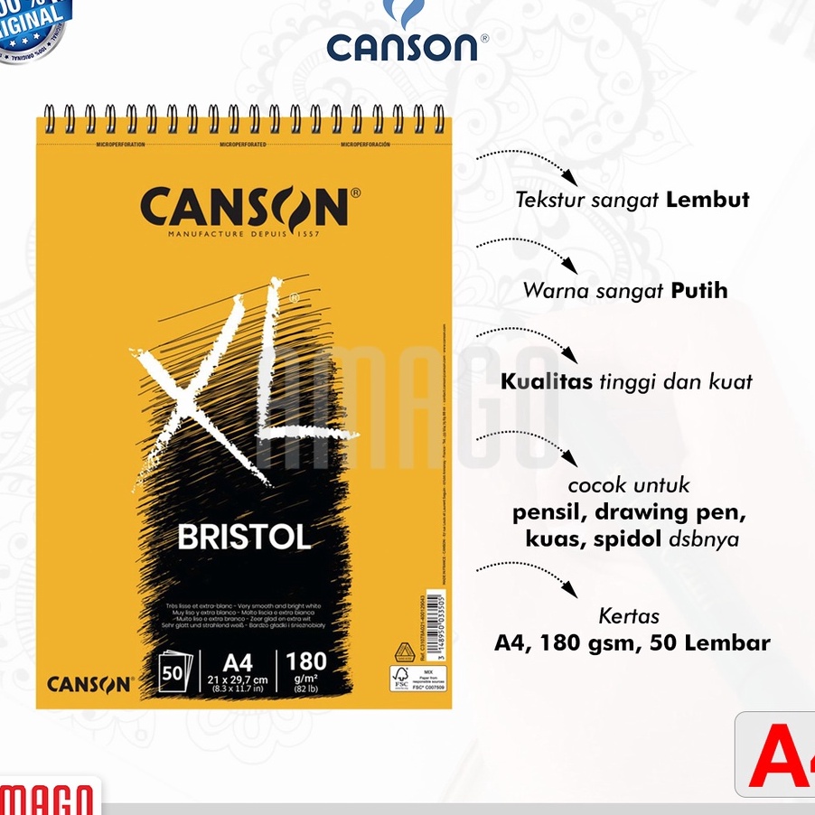 

KESEMPATAN EMAS Buku gambar CANSON XL Bristol 5 sheets A4 size 18 gsm Album